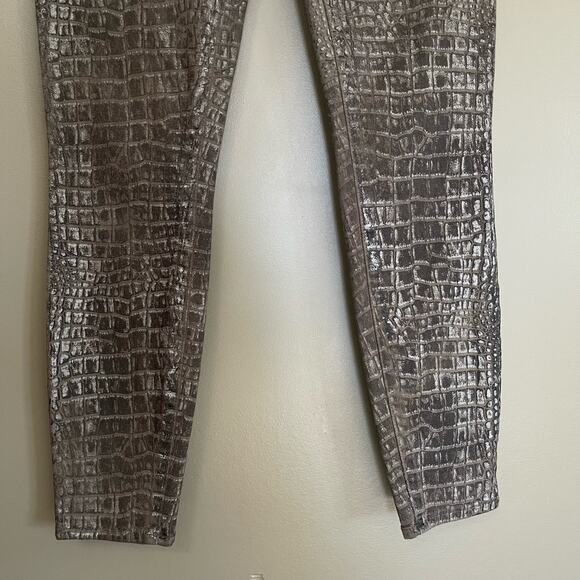L'AGENCE Margot‎ High Rise Skinny Jeans In Chestnut Black Croc Foil Size 26 - Picture 6 of 16